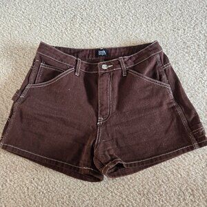 Simple Society Women's Brown Chino Shorts Size 7/28 Cotton Button Pockets Summer
